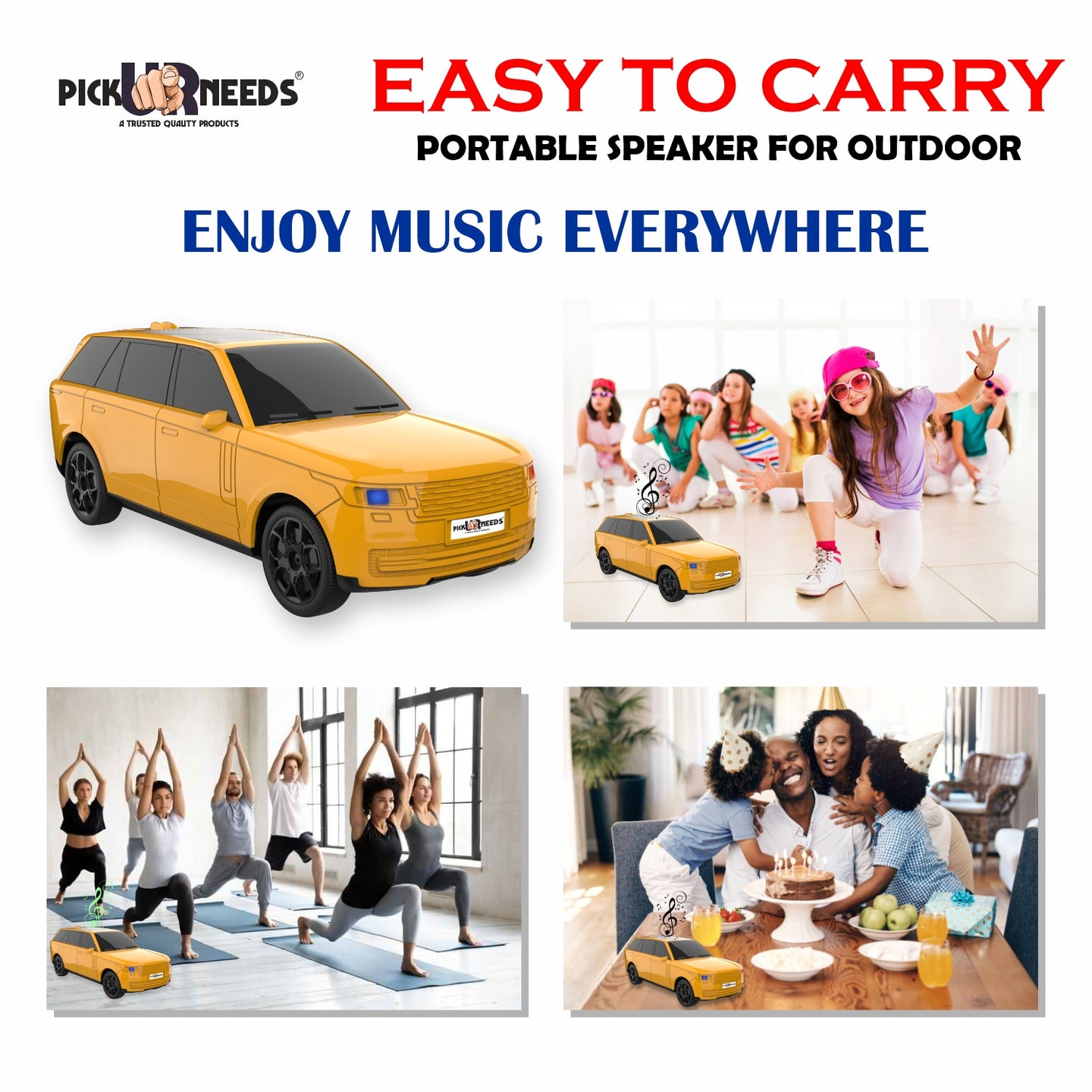 Pick Ur Needs Car Design Wireless Speaker USB / TF Card / FM Support RGB Light 1200mAh Battery 10 W Bluetooth Speaker